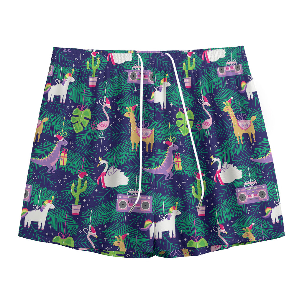 Funny Christmas Decoration Pattern Print Mesh Shorts