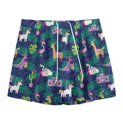 Funny Christmas Decoration Pattern Print Mesh Shorts