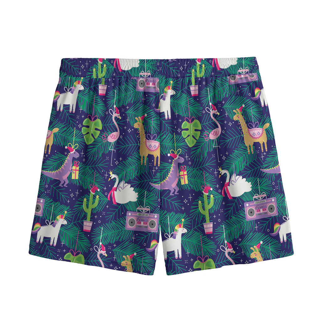 Funny Christmas Decoration Pattern Print Mesh Shorts
