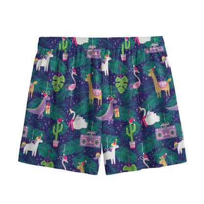 Funny Christmas Decoration Pattern Print Mesh Shorts