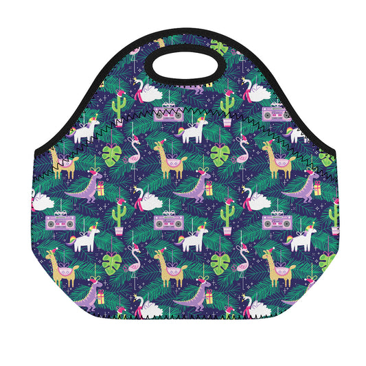 Funny Christmas Decoration Pattern Print Neoprene Lunch Bag
