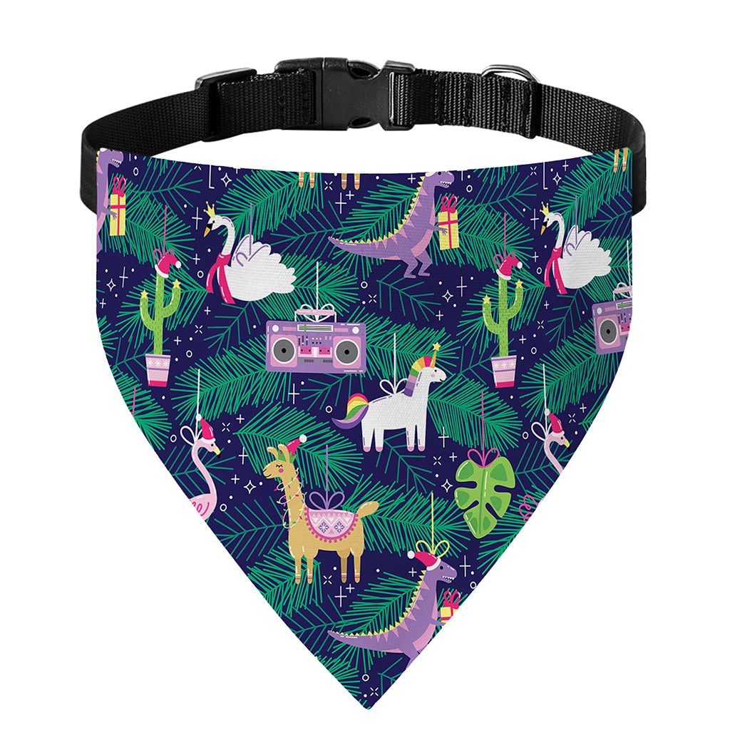Funny Christmas Decoration Pattern Print Over The Collar Dog Bandana