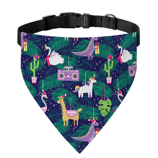 Funny Christmas Decoration Pattern Print Over The Collar Dog Bandana