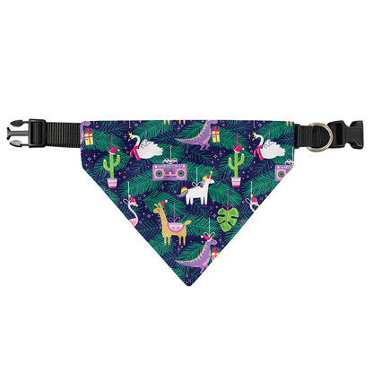 Funny Christmas Decoration Pattern Print Over The Collar Dog Bandana