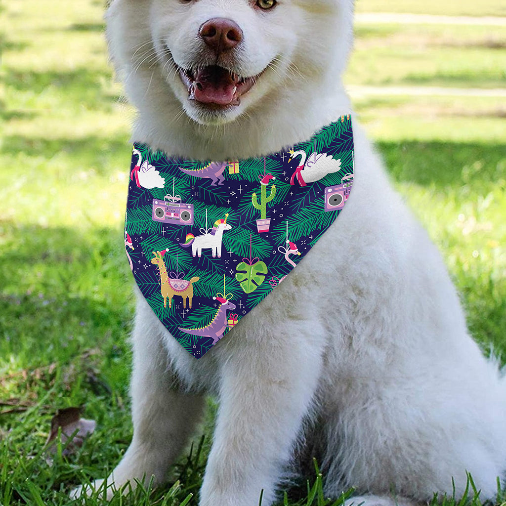 Funny Christmas Decoration Pattern Print Over The Collar Dog Bandana