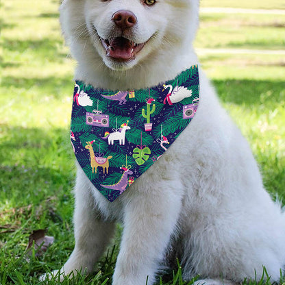 Funny Christmas Decoration Pattern Print Over The Collar Dog Bandana