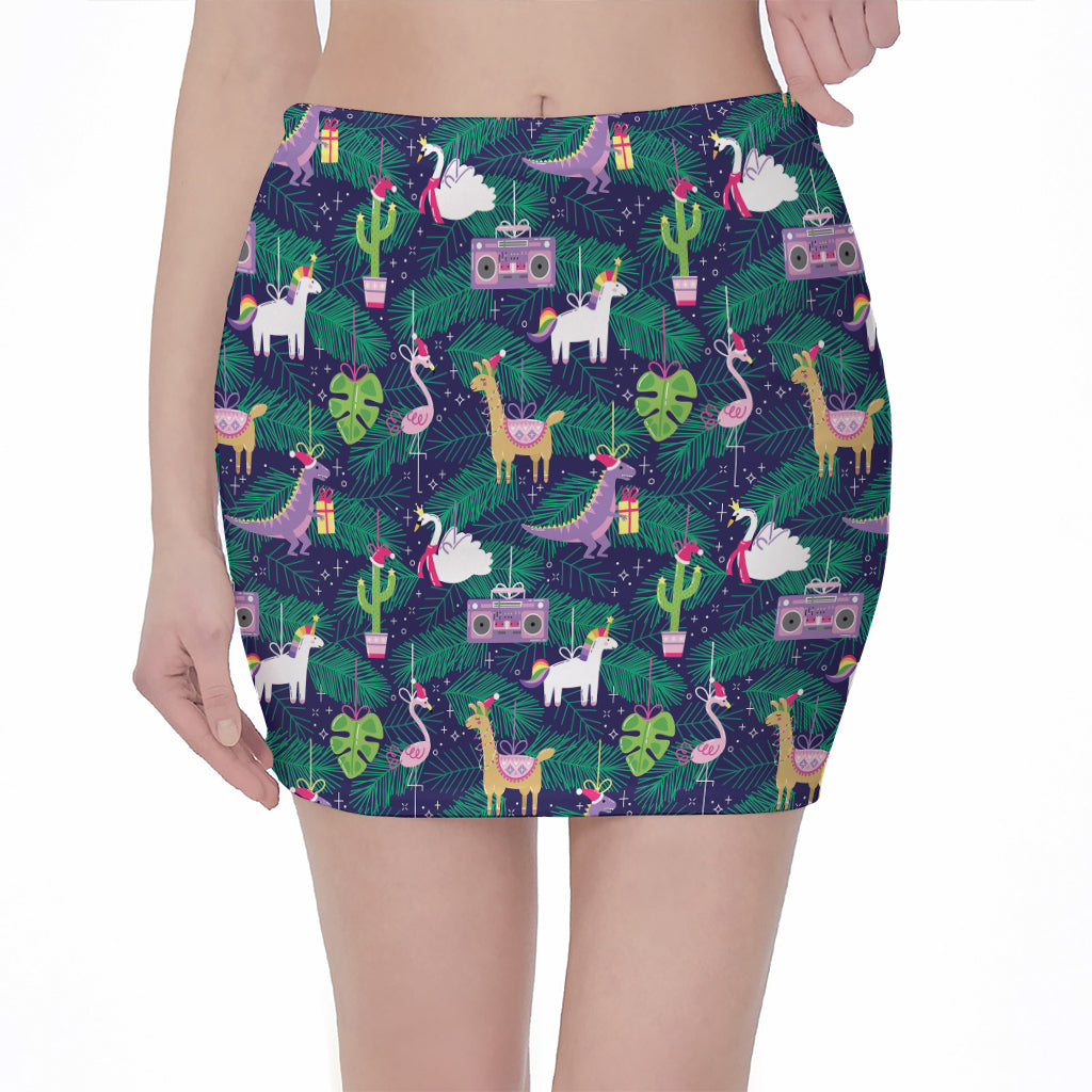Funny Christmas Decoration Pattern Print Pencil Mini Skirt