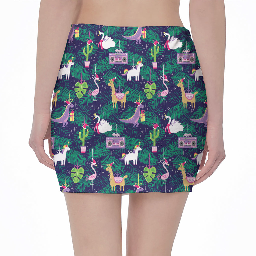 Funny Christmas Decoration Pattern Print Pencil Mini Skirt
