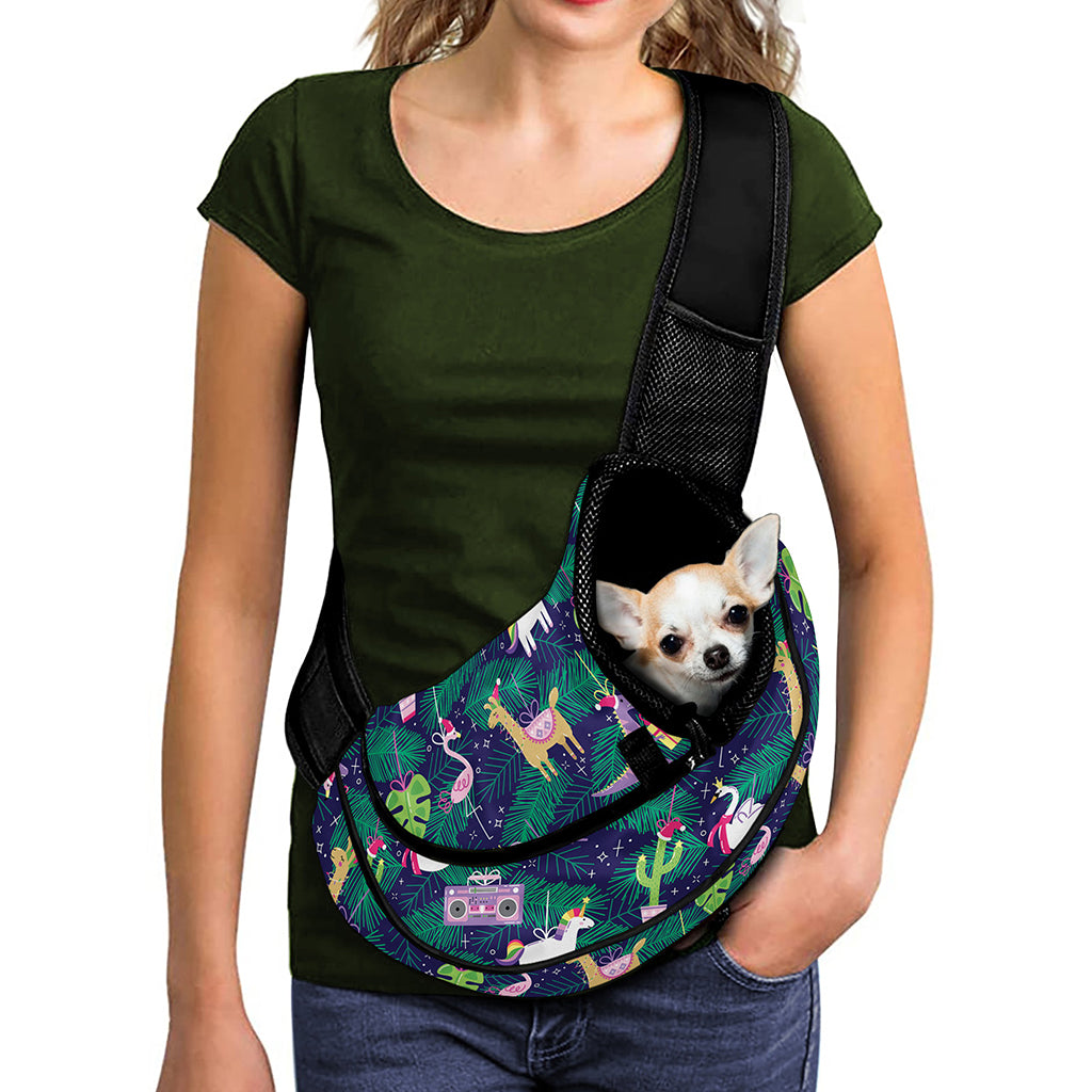 Funny Christmas Decoration Pattern Print Pet Sling Carrier