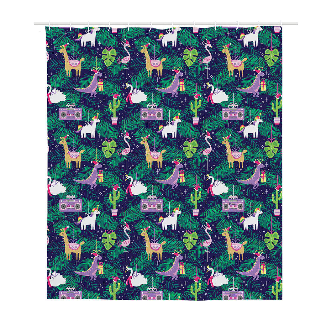 Funny Christmas Decoration Pattern Print Polyester Shower Curtain