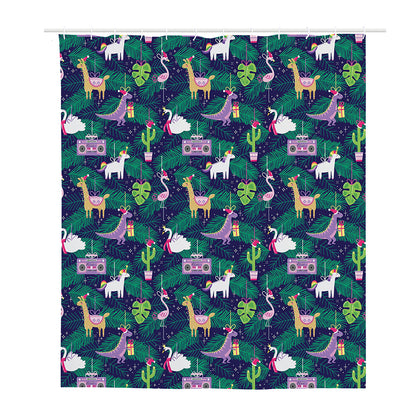 Funny Christmas Decoration Pattern Print Polyester Shower Curtain
