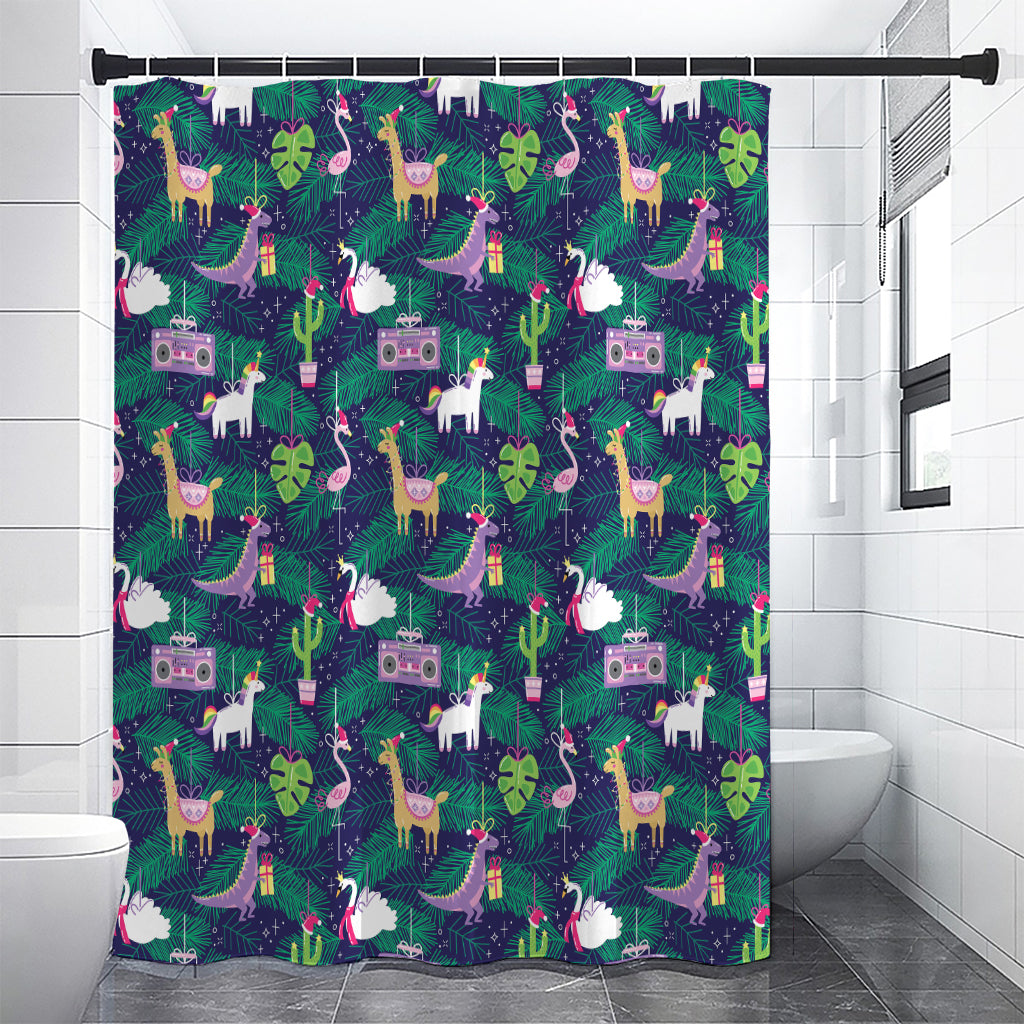 Funny Christmas Decoration Pattern Print Premium Shower Curtain