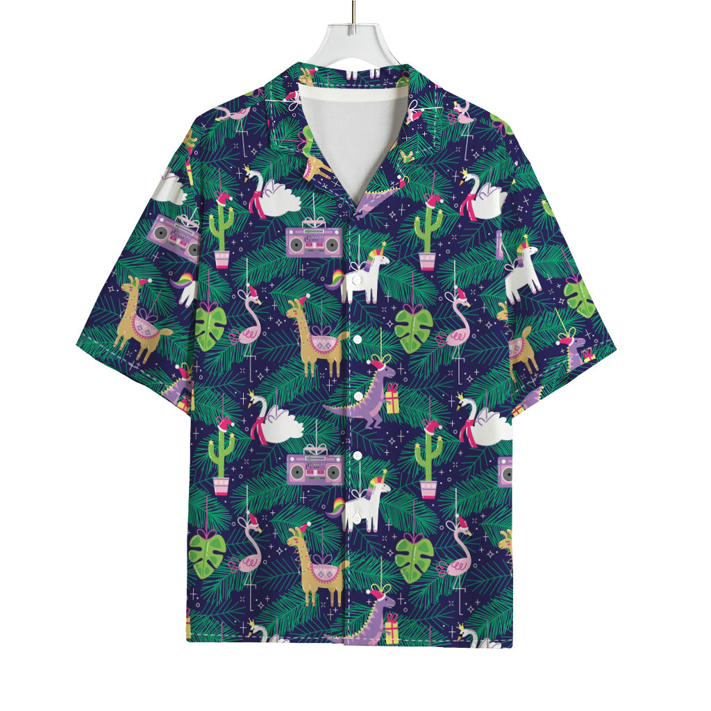 Funny Christmas Decoration Pattern Print Rayon Hawaiian Shirt