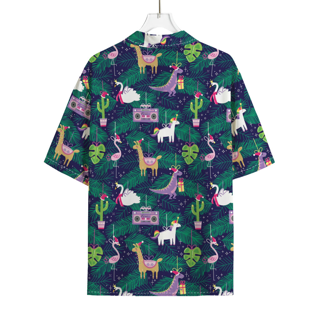 Funny Christmas Decoration Pattern Print Rayon Hawaiian Shirt