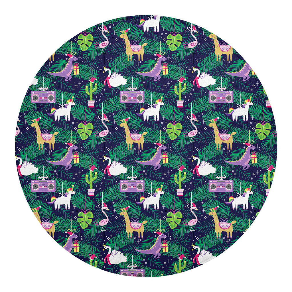 Funny Christmas Decoration Pattern Print Round Blanket