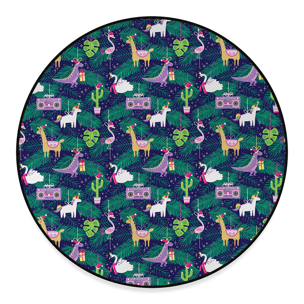 Funny Christmas Decoration Pattern Print Round Floor Mat