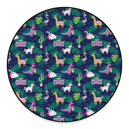 Funny Christmas Decoration Pattern Print Round Floor Mat