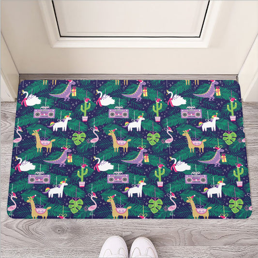 Funny Christmas Decoration Pattern Print Rubber Doormat