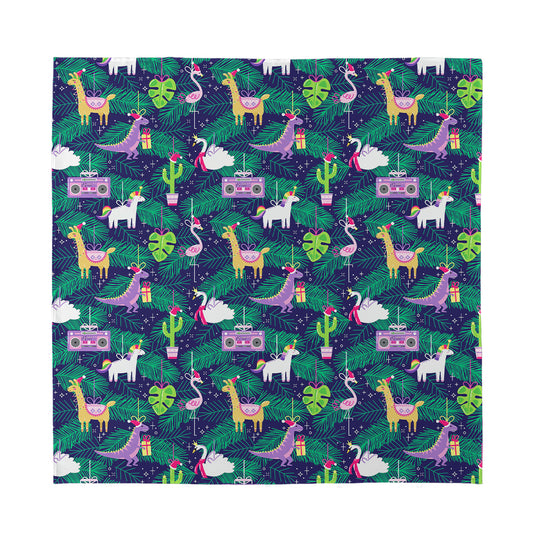 Funny Christmas Decoration Pattern Print Silk Bandana