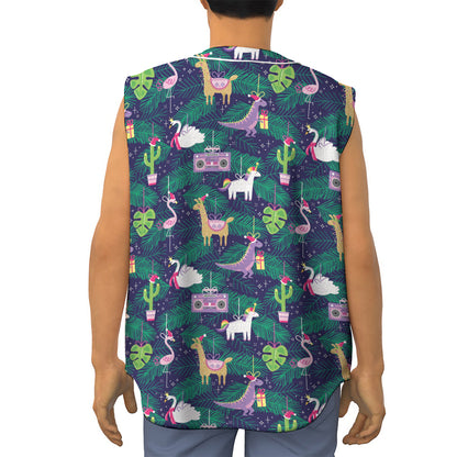 Funny Christmas Decoration Pattern Print Sleeveless Baseball Jersey