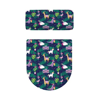 Funny Christmas Decoration Pattern Print Toilet Lid And Tank Cover Set