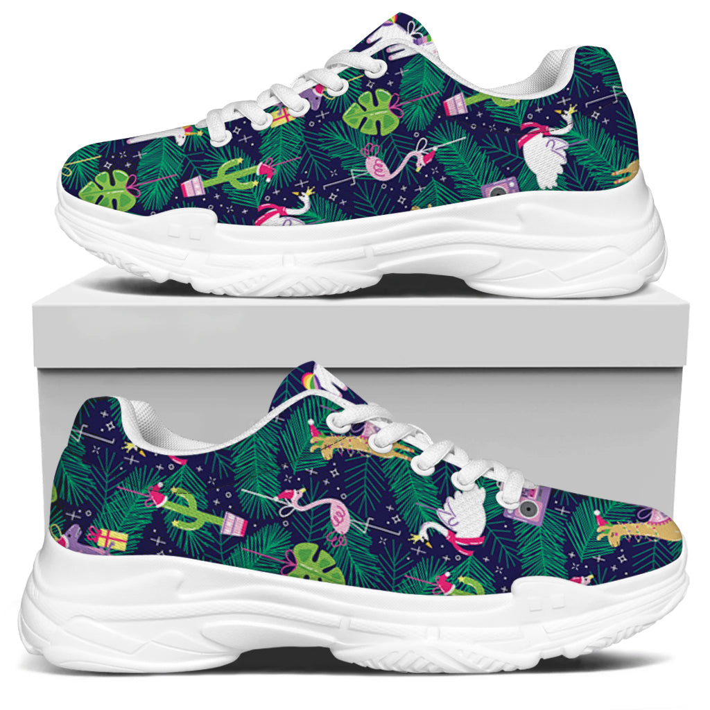 Funny Christmas Decoration Pattern Print White Chunky Shoes