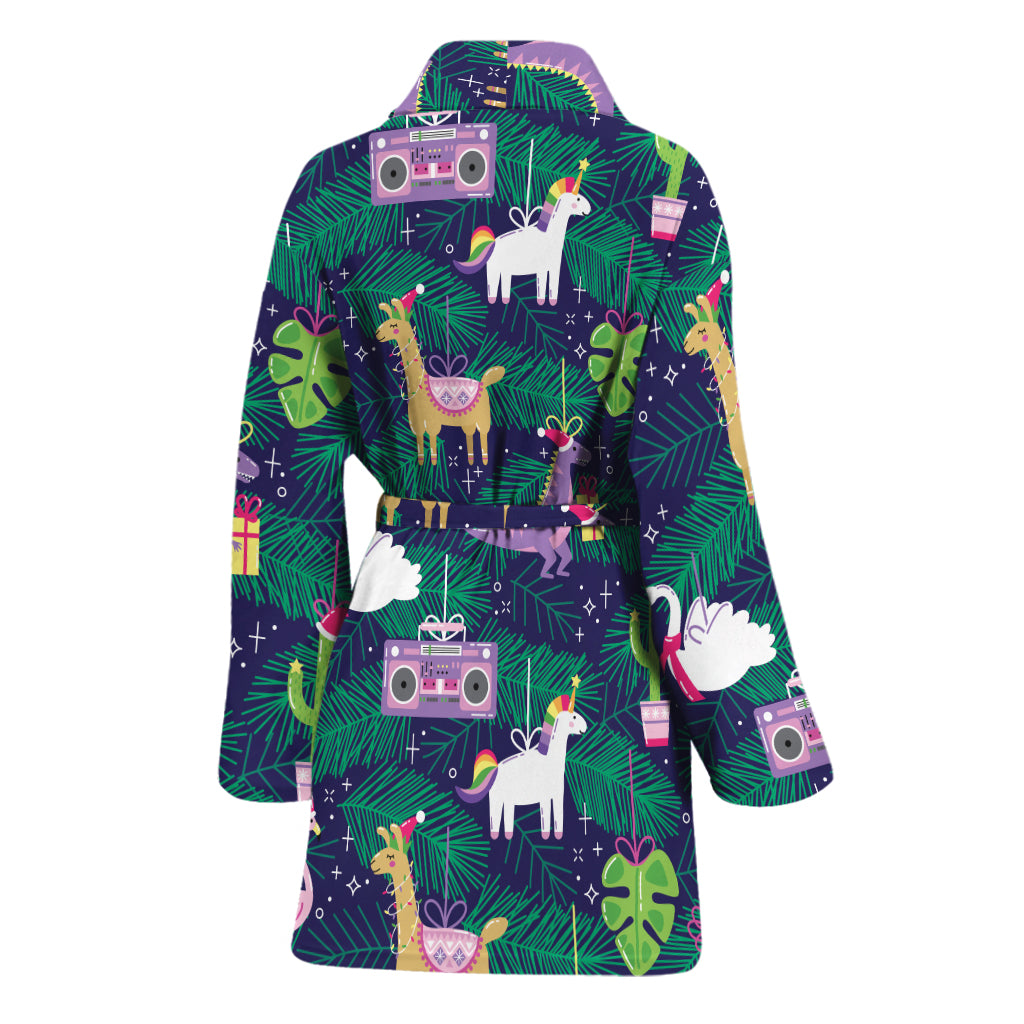 Funny Christmas Decoration Pattern Print Women's Bathrobe