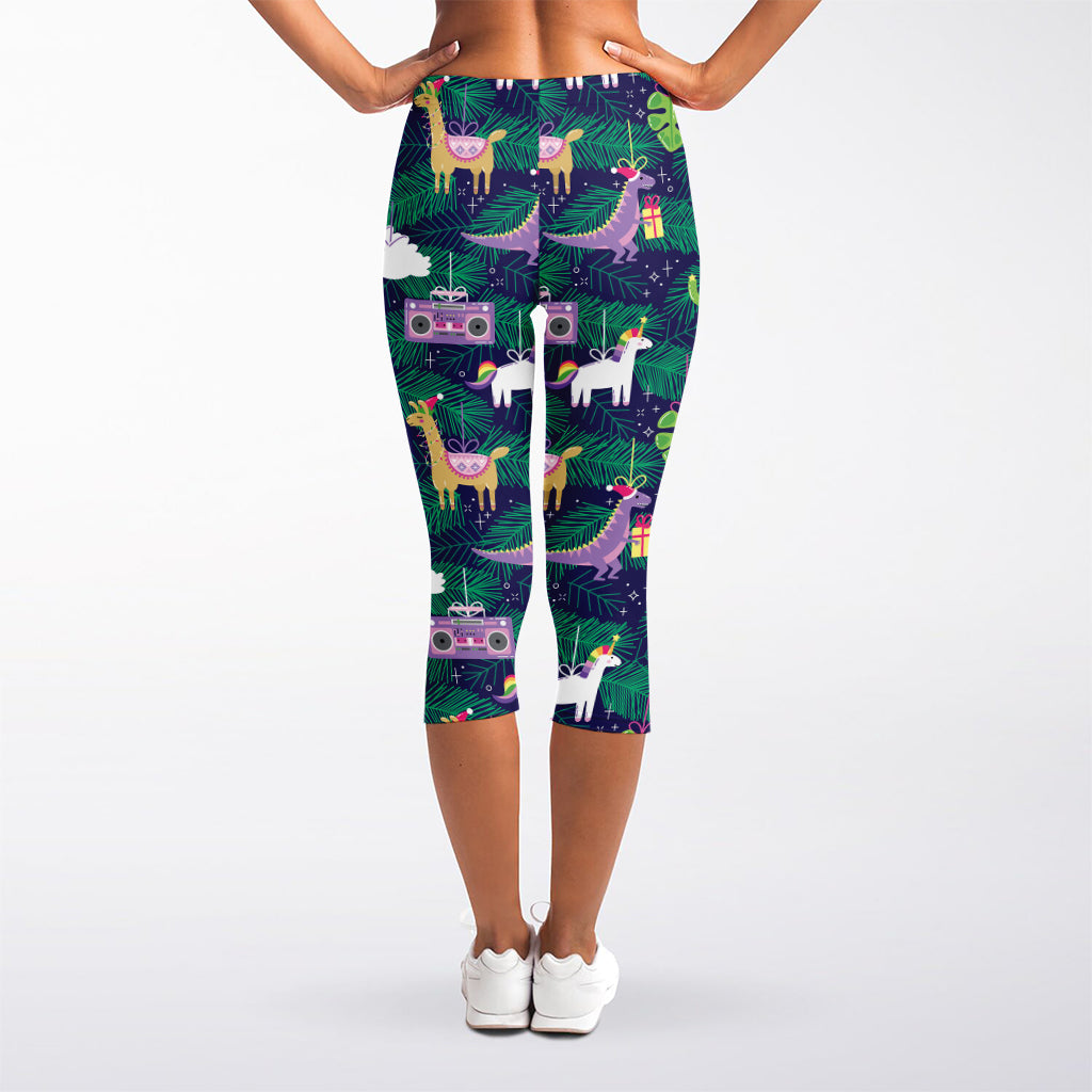 Funny Christmas Decoration Pattern Print Women's Capri Leggings