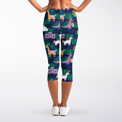 Funny Christmas Decoration Pattern Print Women's Capri Leggings
