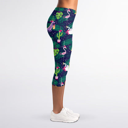 Funny Christmas Decoration Pattern Print Women's Capri Leggings