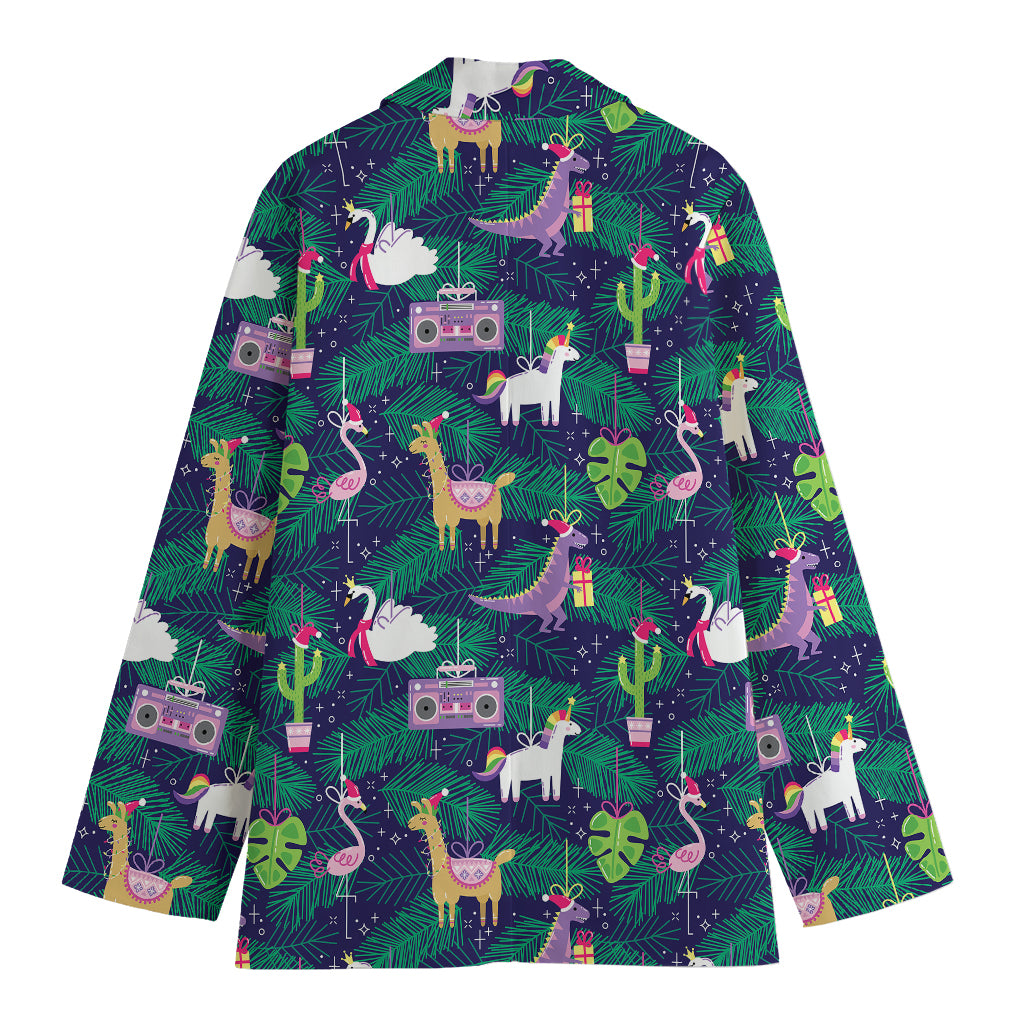 Funny Christmas Decoration Pattern Print Women's Cotton Blazer