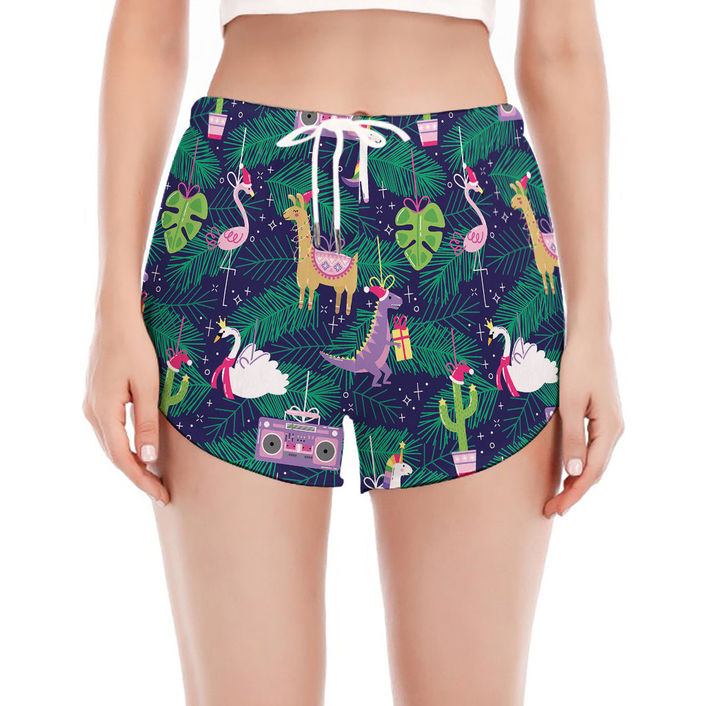 Funny Christmas Decoration Pattern Print Women's Split Running Shorts