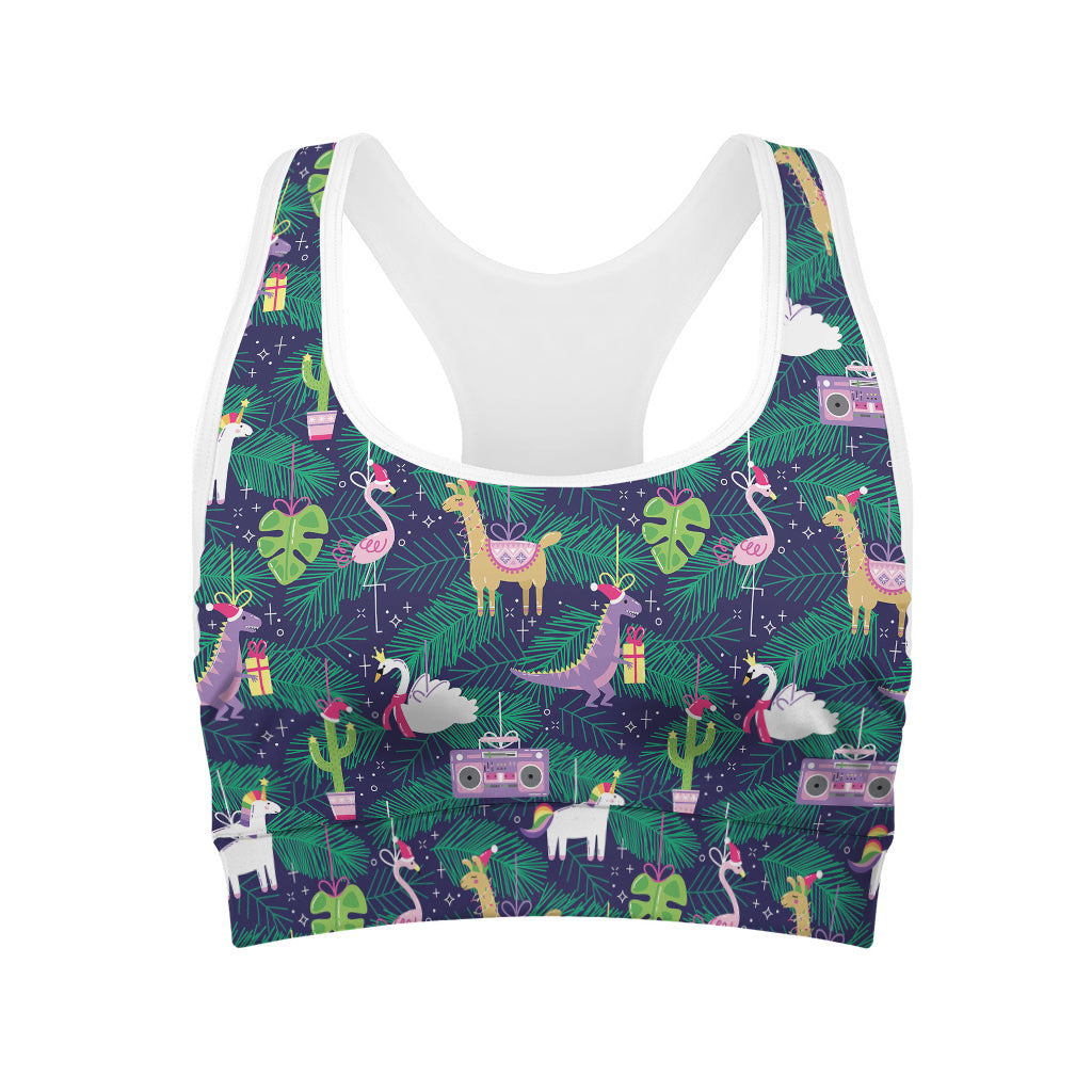 Funny Christmas Decoration Pattern Print Women's Sports Bra