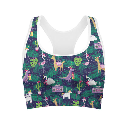 Funny Christmas Decoration Pattern Print Women's Sports Bra