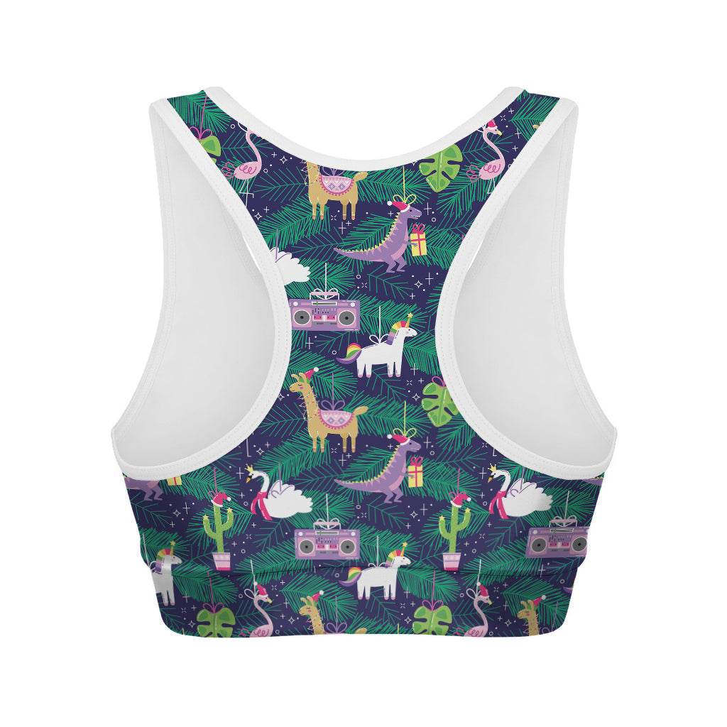 Funny Christmas Decoration Pattern Print Women's Sports Bra
