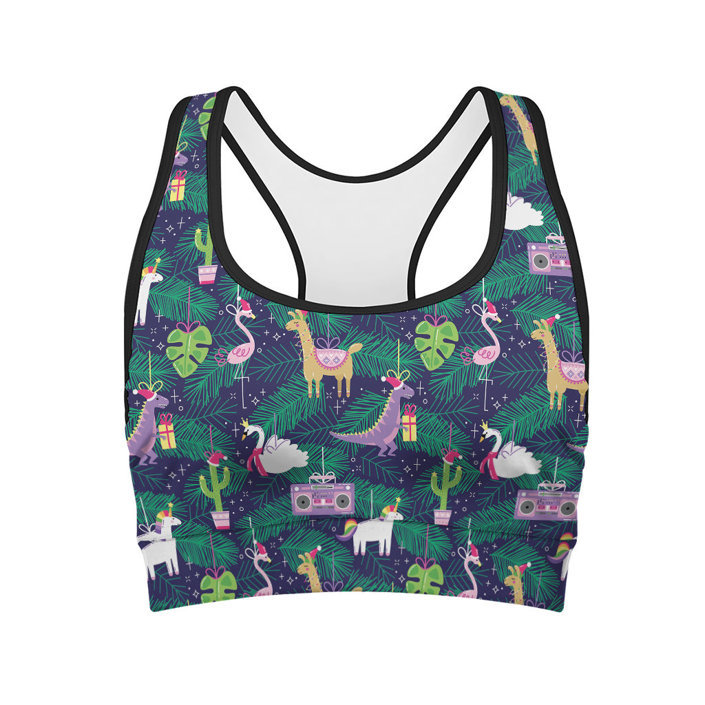 Funny Christmas Decoration Pattern Print Women's Sports Bra