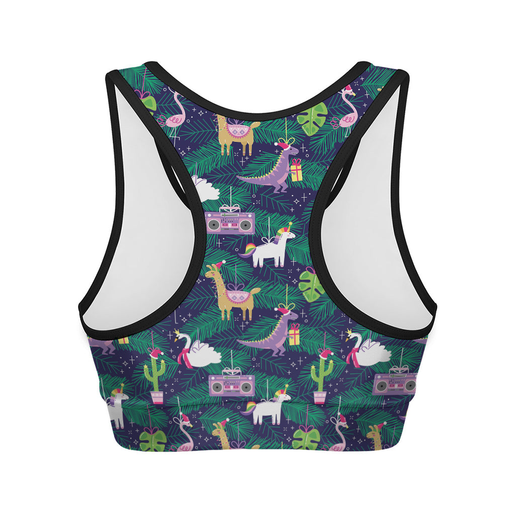 Funny Christmas Decoration Pattern Print Women's Sports Bra