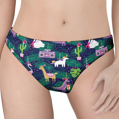 Funny Christmas Decoration Pattern Print Women's Thong
