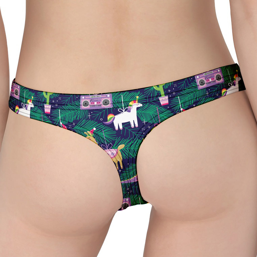 Funny Christmas Decoration Pattern Print Women's Thong