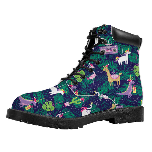 Funny Christmas Decoration Pattern Print Work Boots
