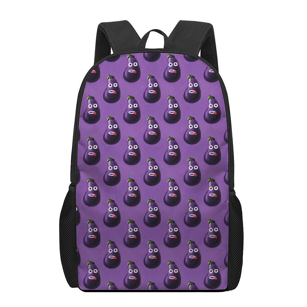 Funny Eggplant Pattern Print 17 Inch Backpack