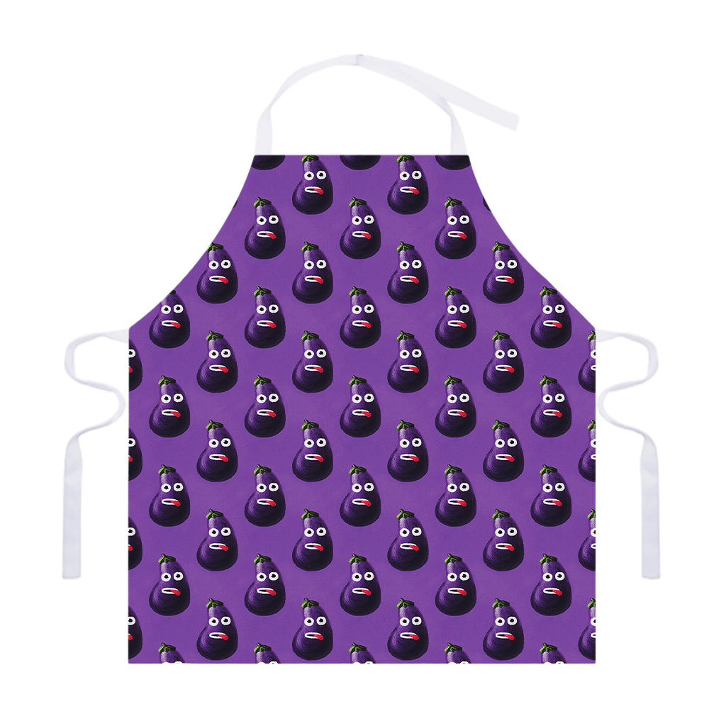 Funny Eggplant Pattern Print Adjustable Apron
