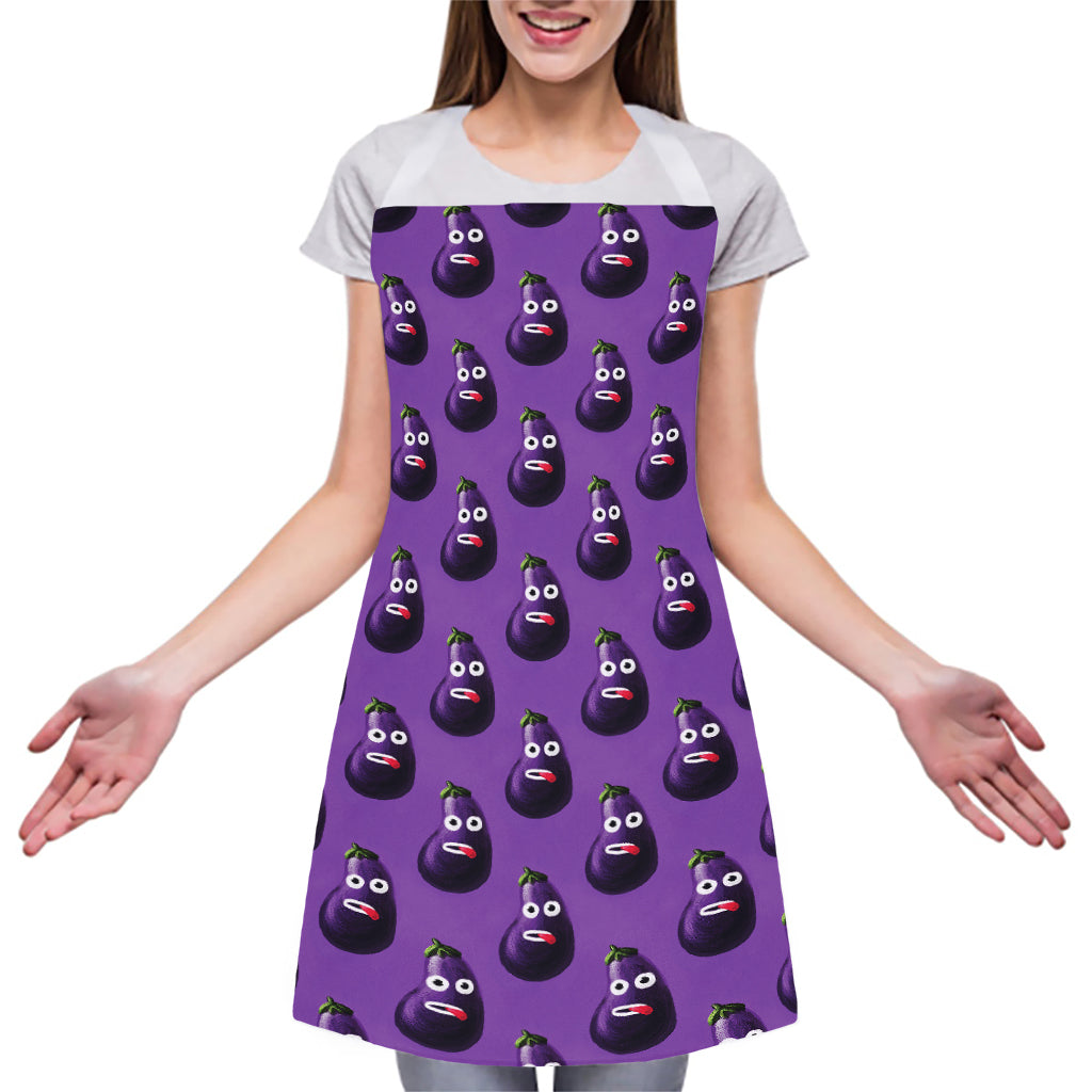 Funny Eggplant Pattern Print Adjustable Apron