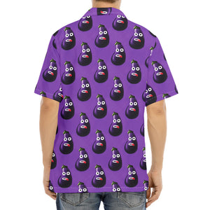 Funny Eggplant Pattern Print Aloha Shirt