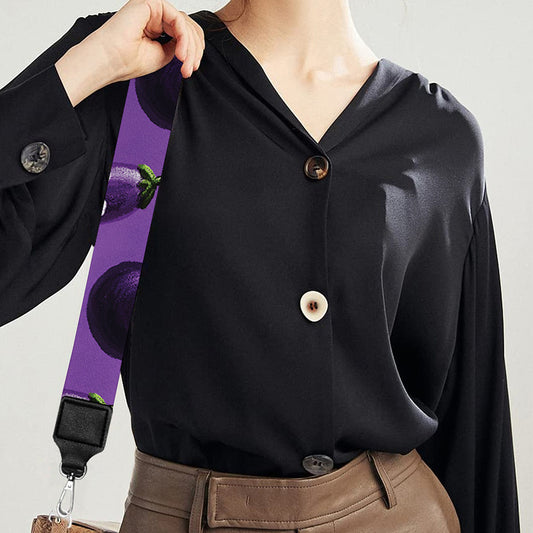 Funny Eggplant Pattern Print Bag Strap