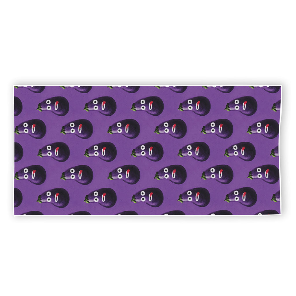 Funny Eggplant Pattern Print Beach Towel