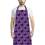 Funny Eggplant Pattern Print Bib Apron With Pocket