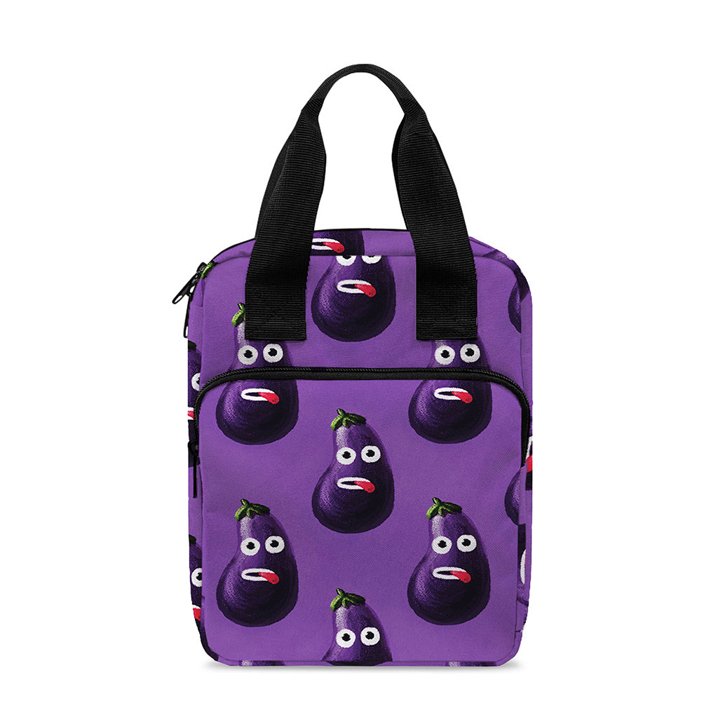 Funny Eggplant Pattern Print Bible Tote Bag
