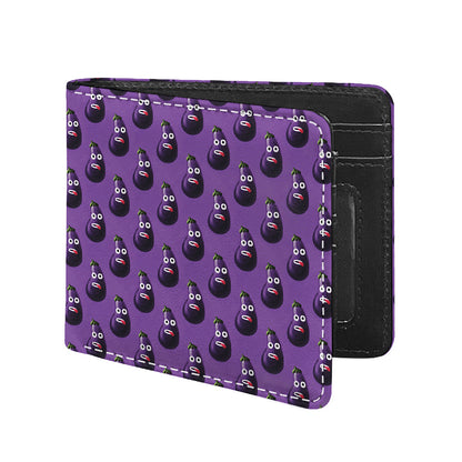 Funny Eggplant Pattern Print Bifold Wallet