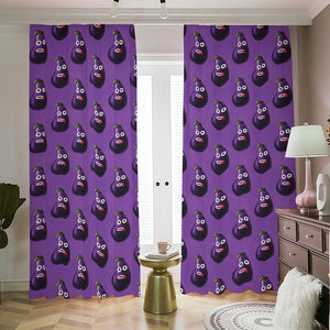 Funny Eggplant Pattern Print Blackout Pencil Pleat Curtains